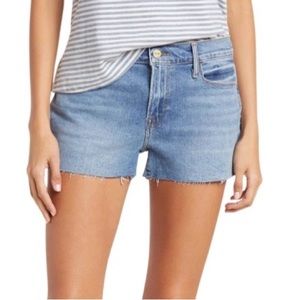 FRAME Le Cutoff Raw Fray Hem Denim Shorts in Bixby
